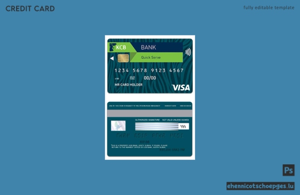 Beispielvorschau der KCB Bank Visa-Karte aus Südsudan